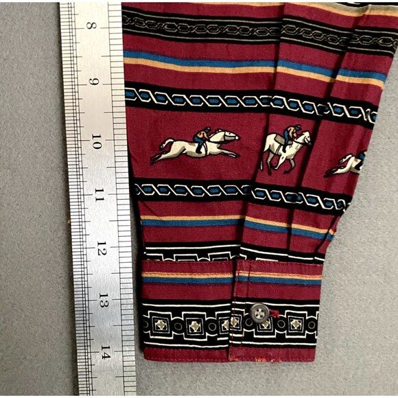 Vintage Red Rover Shirt Youth Medium Western 90’s Aztec Dead Stock Button Up Dog - Picture 8 of 11